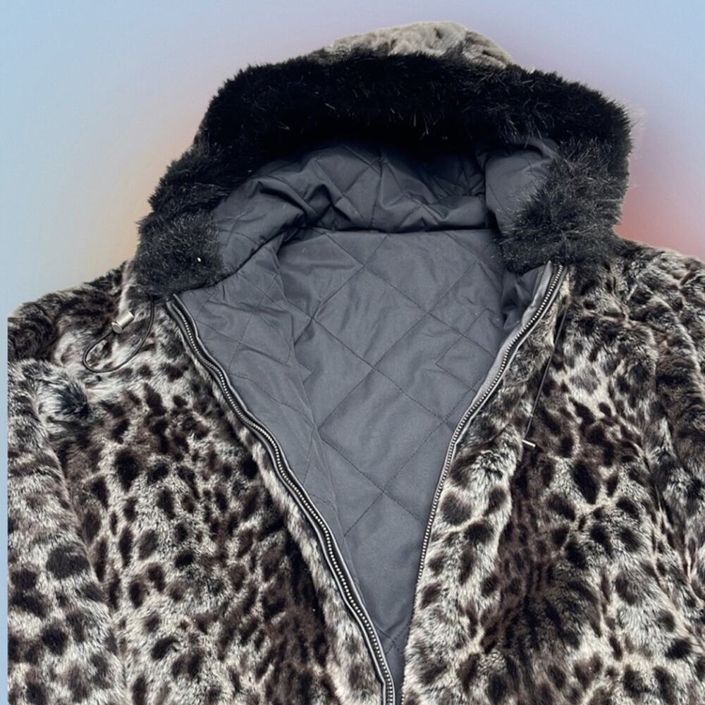 KAREN HART Women’s Large REVERSIBLE Black Faux Fur Coat ⭐️ - Picture 3 of 6